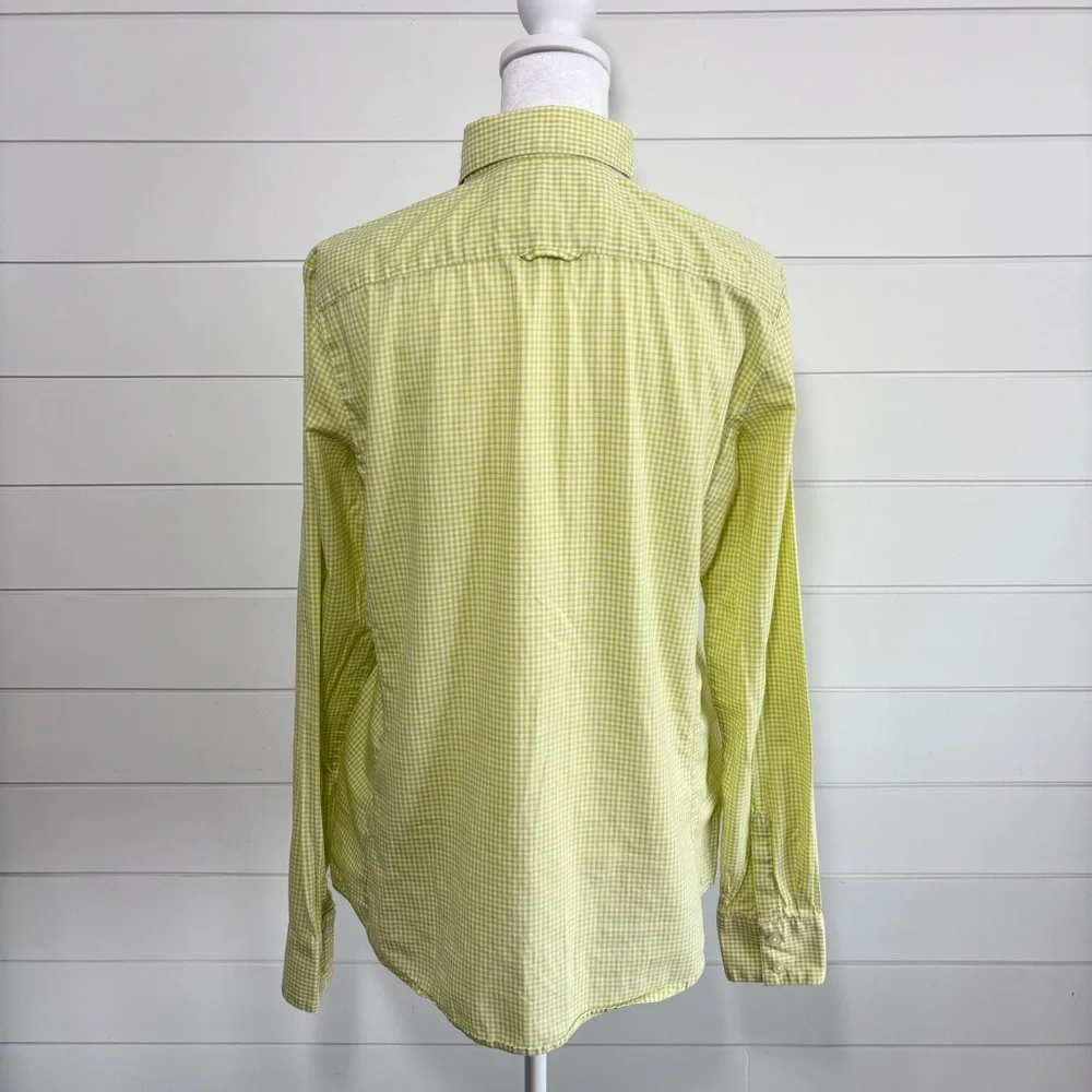 Banana Republic Soft Wash Shirt Women's Green White Gingham‎ Plaid Cotton Size M